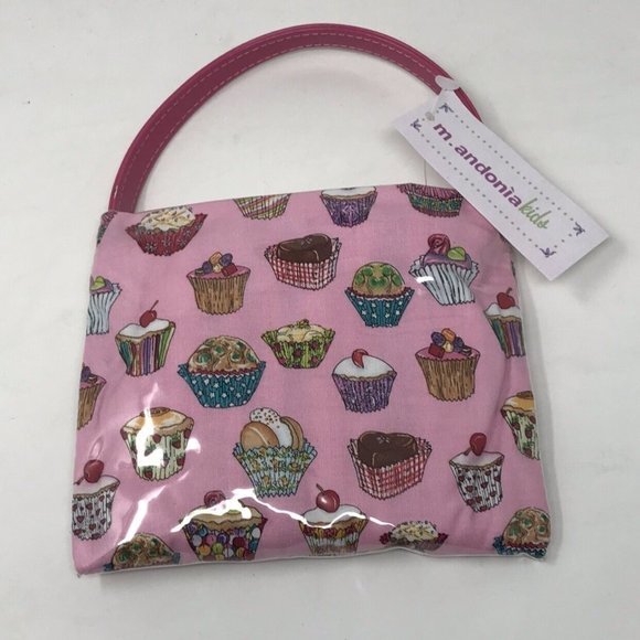 M Andonia Little Girls Mini Flat Tote Purse with Cupcake Dessert Print NEW - Picture 2 of 3